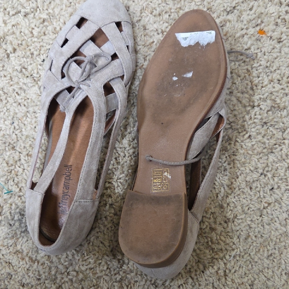 Jeffrey Campbell Women's Taupe Suede Loafers - Picture 4 of 4